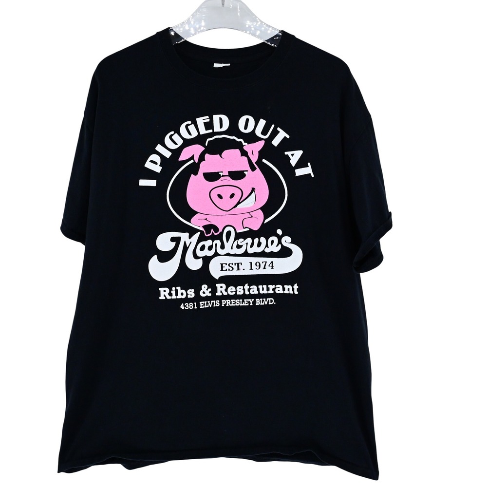 Marlowes Ribs Restaurant Black T Shirt I Pigged Out No Butts About It XL